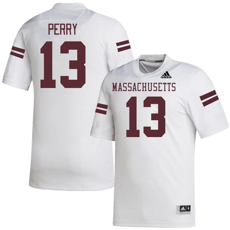 Massachusetts Minutemen #13 Will Perry College Football Jerseys Stitched-White